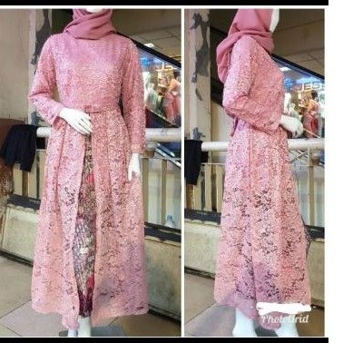 Gamis Brokat Pesta mewah Murah lebaran 2021