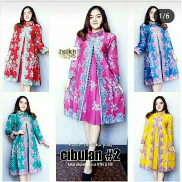 Tunic Santika Pias Cibulan #2 Tunik Batik Cantik Warna Seragaman Kantor Kerja Muslim Modis