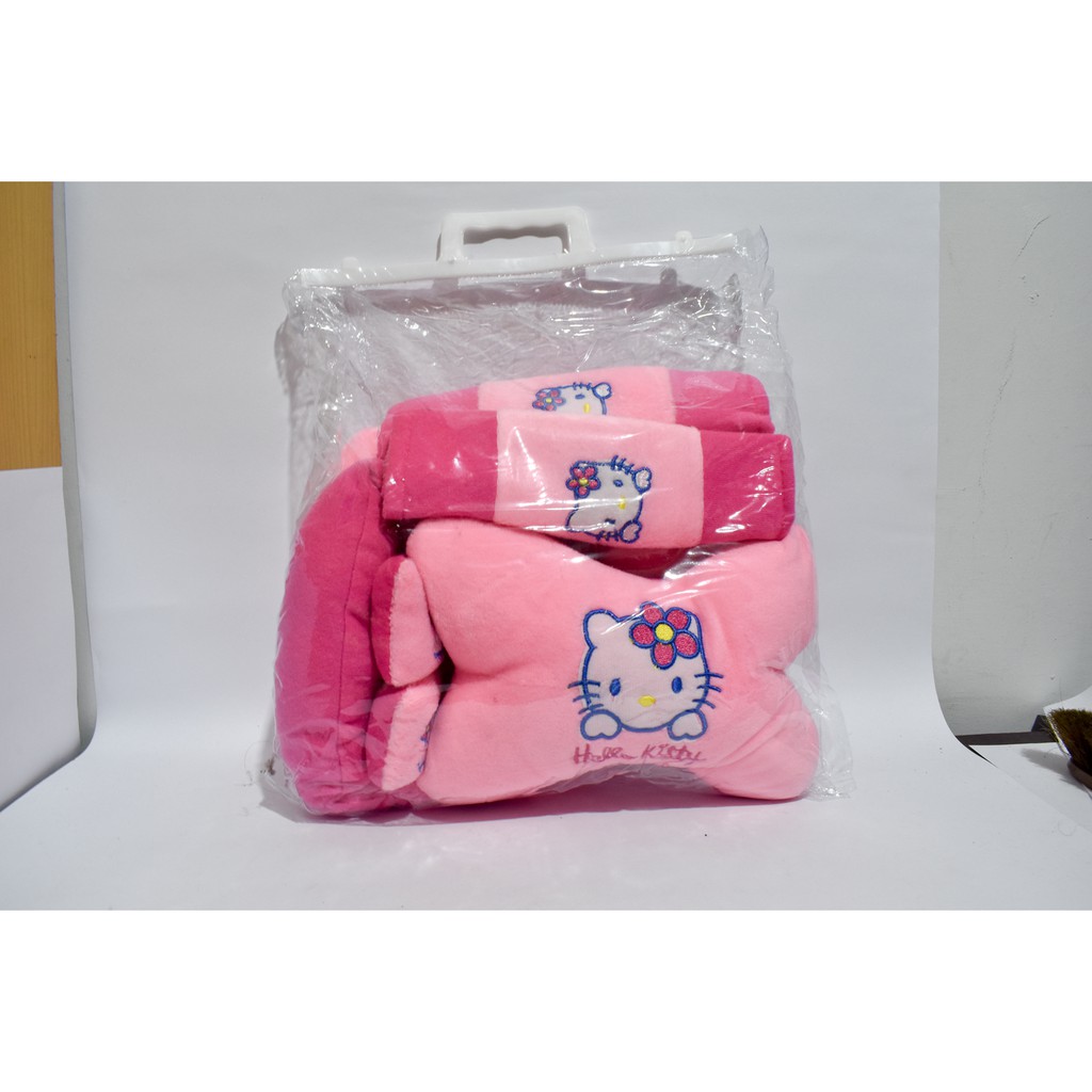 Bantal Mobil 3in1 HELLO KITTY Car set Pillow 3 in 1 Sandaran Kepala Leher Carset Helo Kity PINK