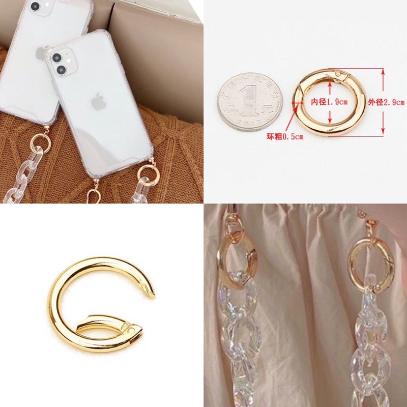 RING O JUMBO / ORING GOLDEN SPRING RING / RING GANTUNGAN KUNCI BESI UNTUK CHAIN CASE HP