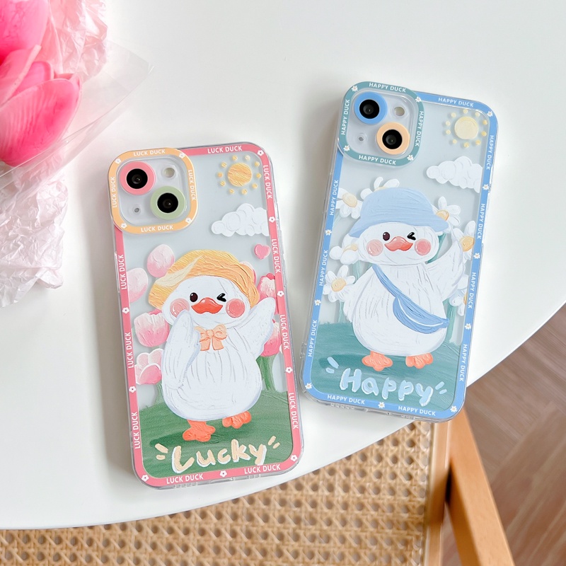 Soft Case Pelindung Lensa 13 Warna Motif Kartun Bebek Untuk iPhone 11 12 Pro MAX X XR XS MAX 7 8 Plus