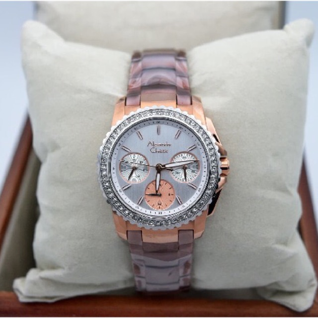 Jam Tangan Wanita/Cewek Alexandre Christie AC 6455 Rosegold Brown.Original Garansi Resmi 1 Tahun