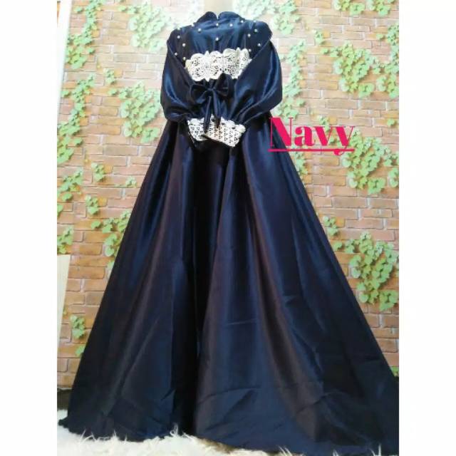 Dress Viona premium Maxmara polos / Gamis Premium Velvet Roberto cavali mutiara
