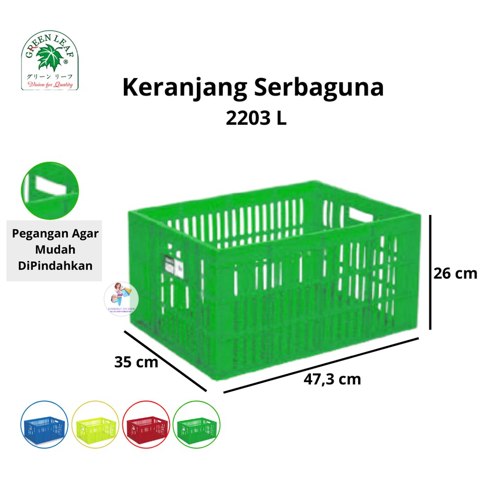 Keranjang Industri Container Box Serbaguna 2203 L Green Leaf