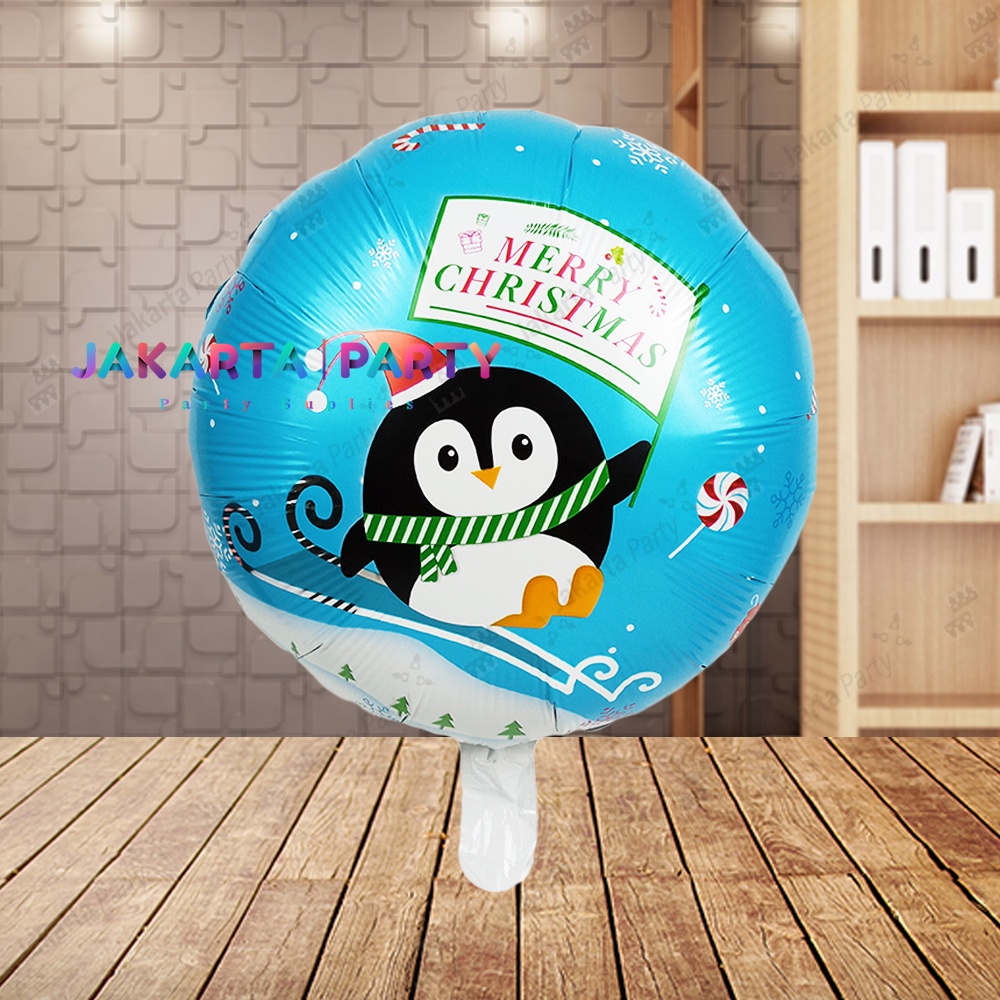 Balon Bulat Natal #7 / Balon Foil Bulat / Balon Foil Xmas / Balon Xmas