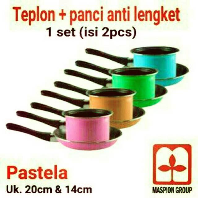 Maspion Panci Set Susu/ Milk Set 14cm &amp; Fry pan 20cm PASTELA Set