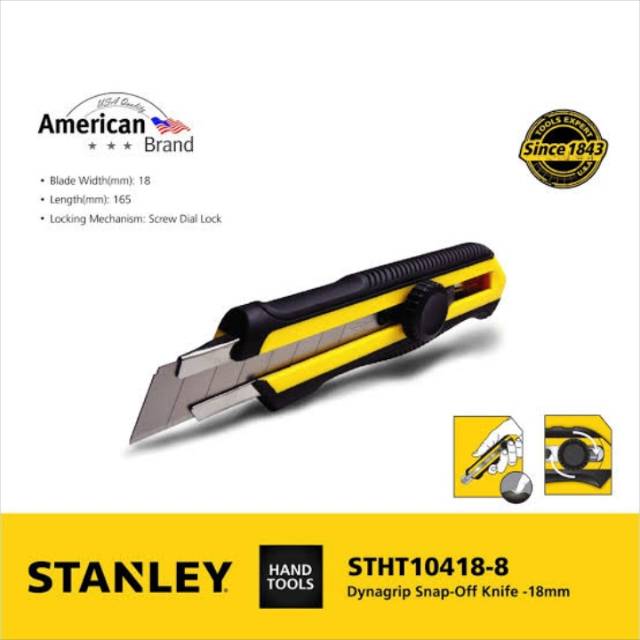 

pisau Cutter 18mm Stanley STHT10418-8 Dynagrip Snap-Off Knife