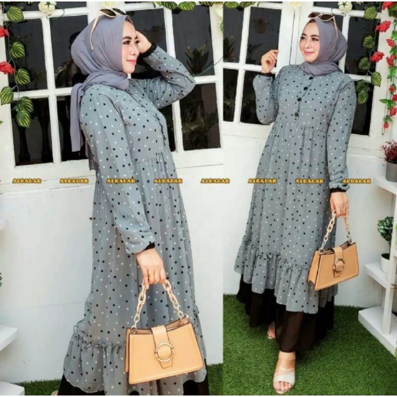 Gamis muslim wanita terbaru sayidah maxi  gamis seruty gamis polkadot gamis terbaru gamis murah gamis pesta dress pesta dress muslim gamis maxi gamis OOTD gamis jumbo gamis dewasa baju muslim baju wanita gamis malaysia-1