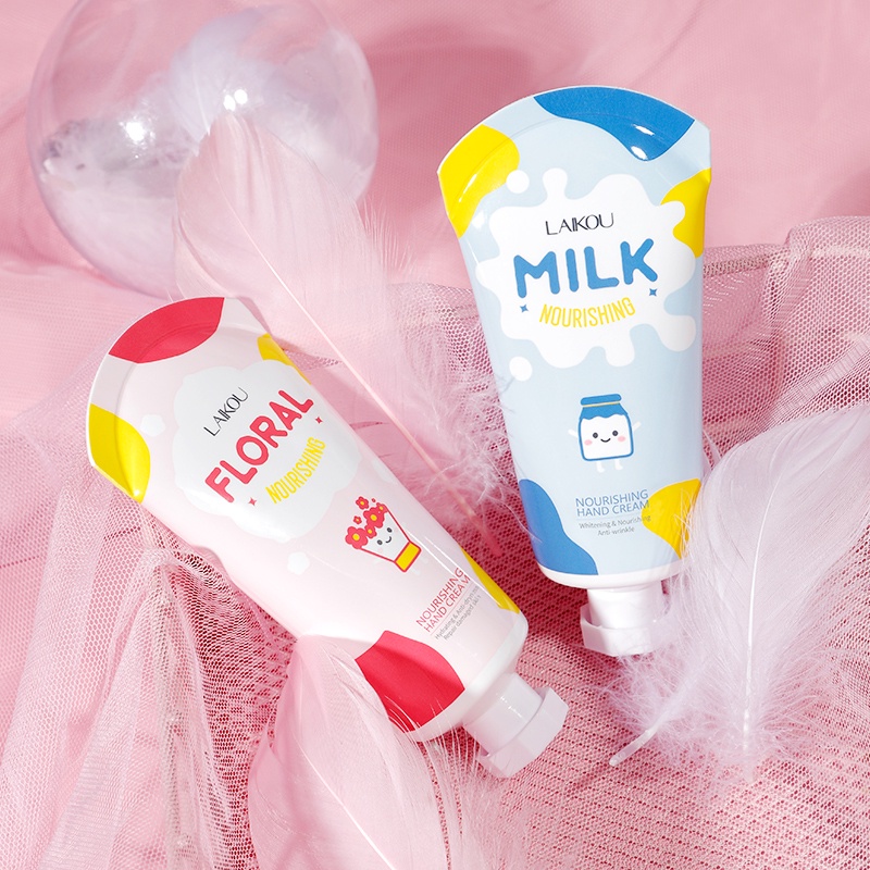 LAIKOU Floral/Milk Krim Tangan Pelembab Melembutkan Kulit Anti Pecah-pecah 50g