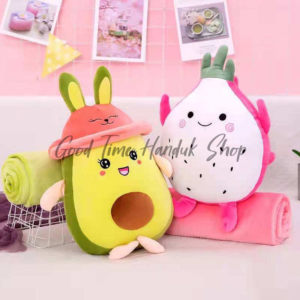 Bantal Selimut / Boneka Selimut Balmut Karakter Buah &amp; Hewan 2 In 1 Bahan Lembut Ukuran Selimut 110 x 160cm