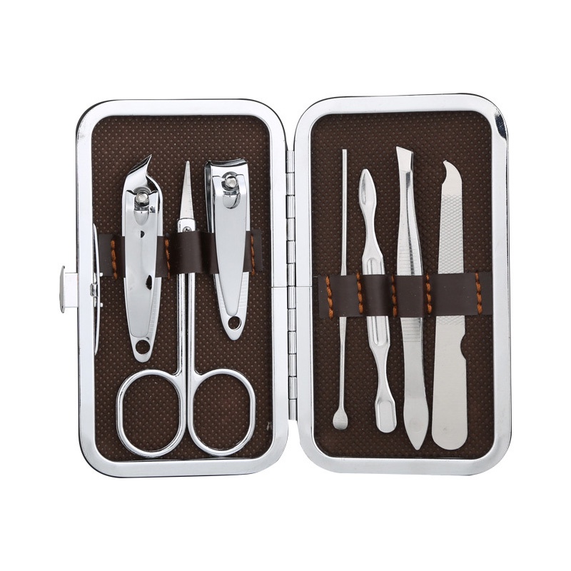 Set Gunting Kuku Manicure Pedicure Set 7IN1 Dompet Paket Pembersih Kuku Pinset Gunting Lancip Korek telinga Kuping