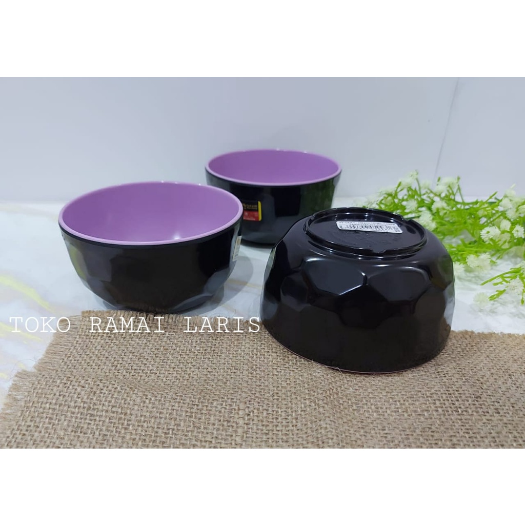 MANGKOK MELAMIN MOTIF KURA2 W04A1 UNGU HITAM ( 3 PCS ) GOLDEN DRAGON