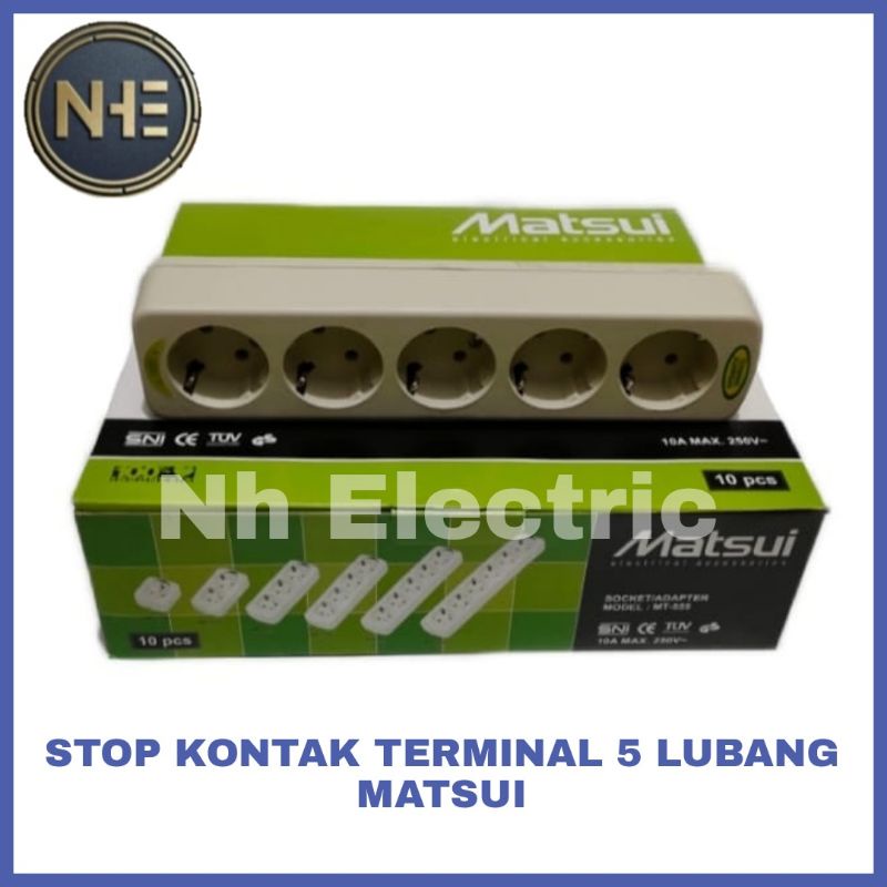 Stop Kontak Arde 1,2,3,4,5,6 Lubang Matsui - Colokan Terminal 1 - 6 Lubang Lampu Kuningan Matsui