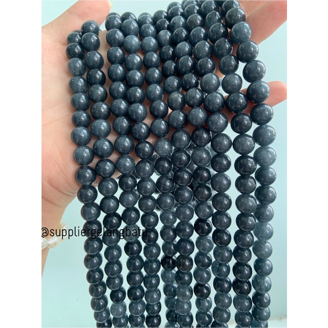 bahan batu 10mm GREY Agate glossy aksesori korea gelang kalung ABU ABU