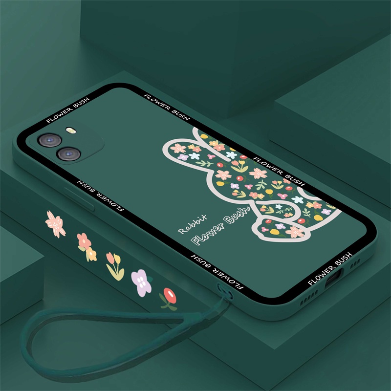 Soft Case Silikon Motif Kelinci Bunga Dengan Lanyard Untuk IPhone 14 Pro Max 13 Pro Max 11 12 Xr XS 6 6S 7 8 Plus SE 2020