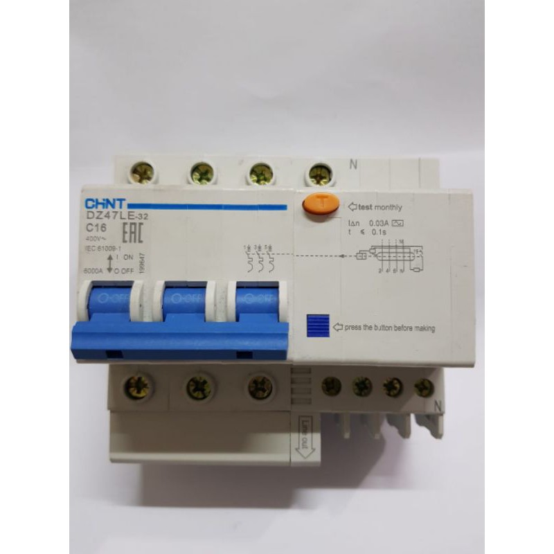 RCBO DZ47LE-32 3P + N 16-32A 30mA