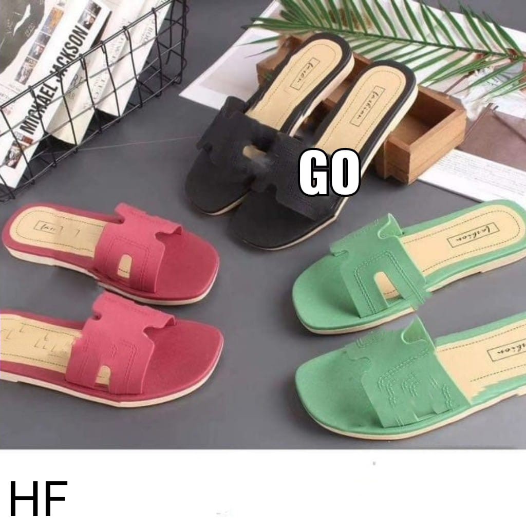 gof PUFFY Import TIKAR RAJUT Sandal Wanita Murah Slip Casual Teplek Sandal Cewek Flat
