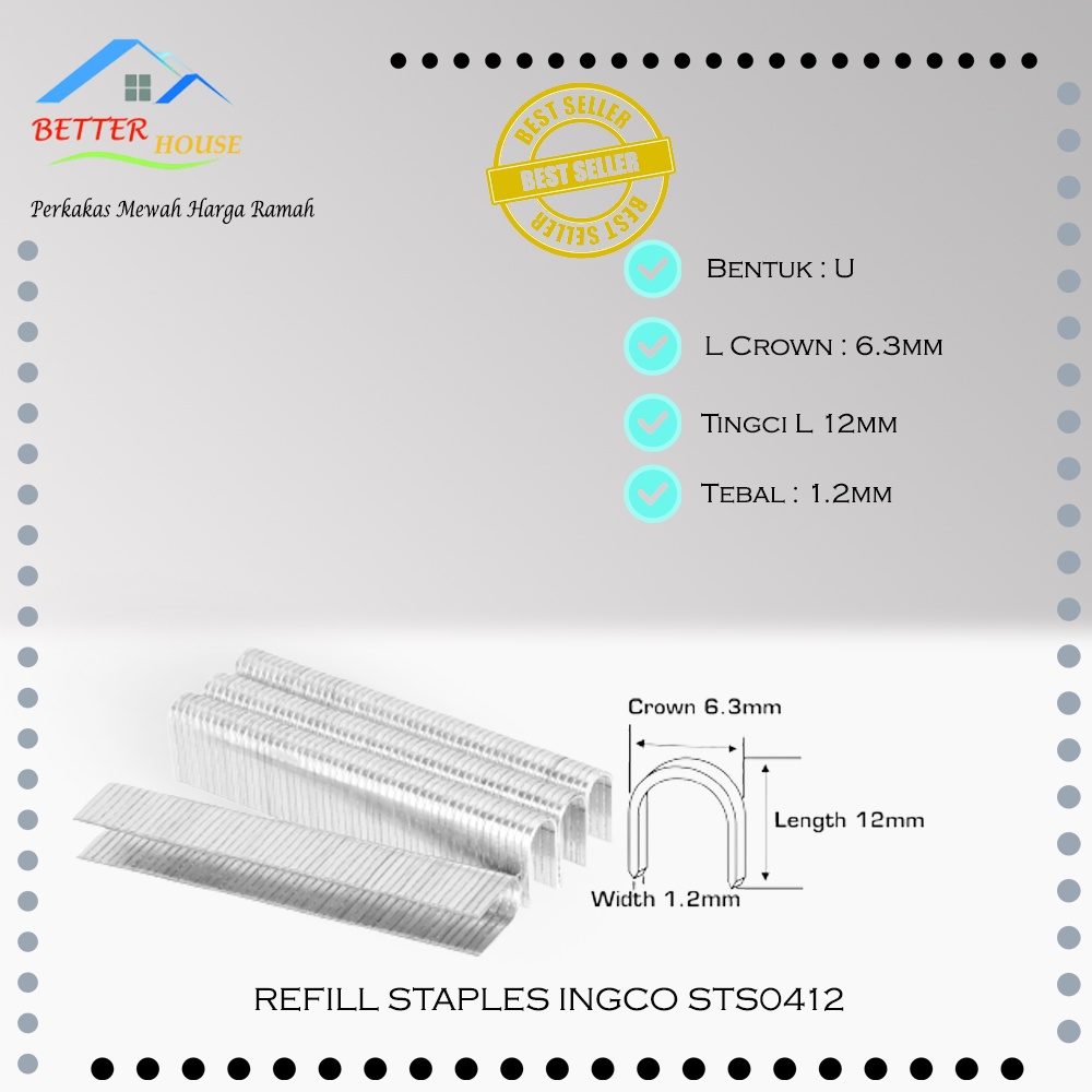 

U-Staples (12 mm) INGCO STS0412 - Refill Isi Steples Tembak HSG1405 YOG