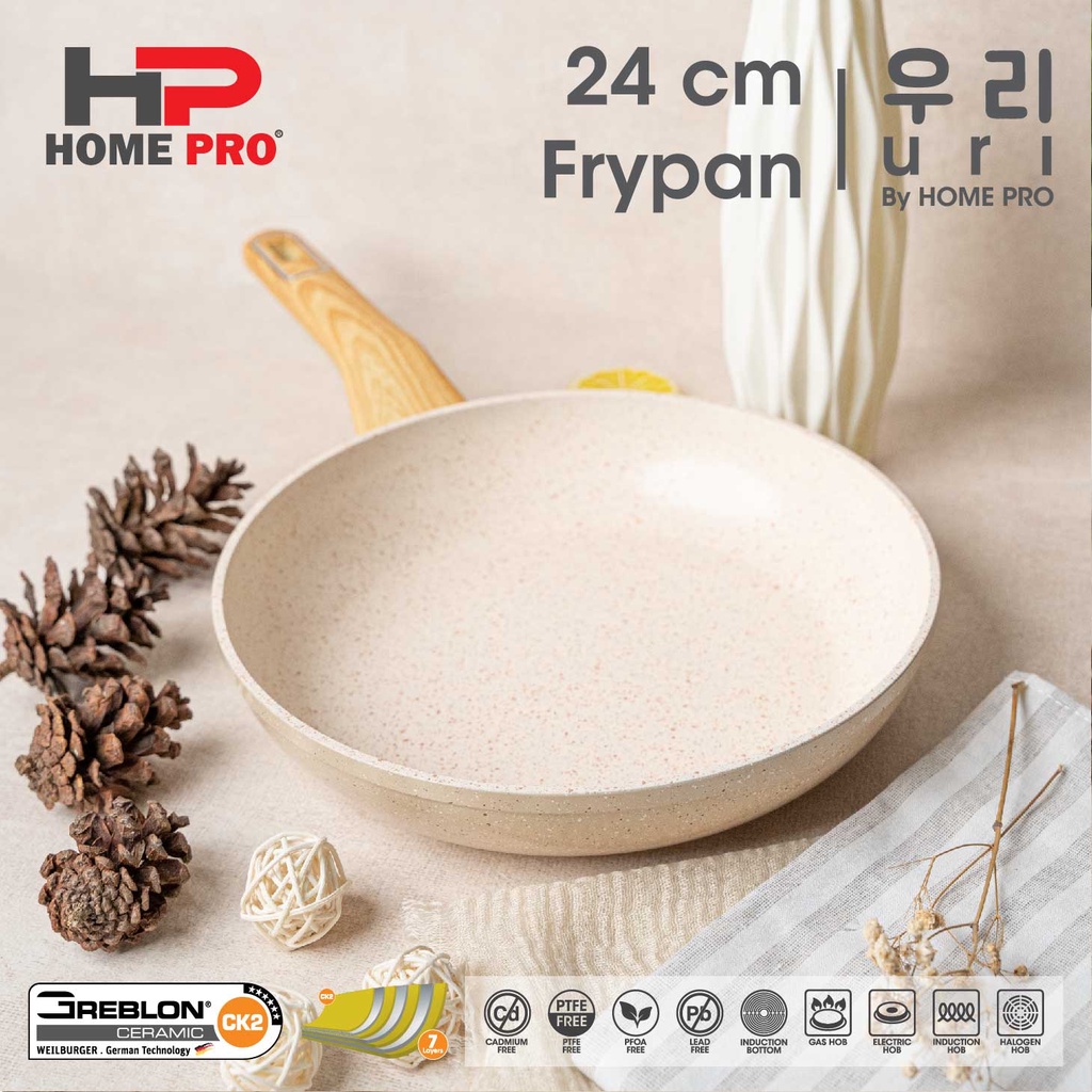 HOME PRO Uri Series Granite Ceramic Frypan 24 cm Wajan Anti Lengket Penggorengan