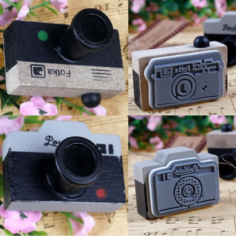 Wooden Rubber Stamp - Korea Retro Camera Design