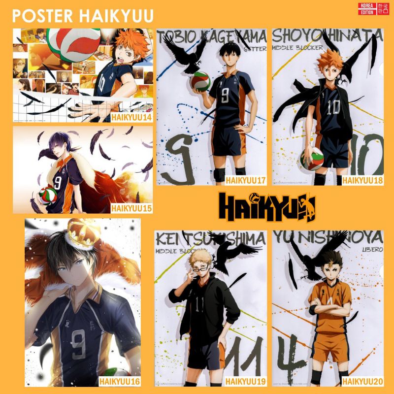 Poster Anime HAIKYUU Hinata Shoyo Kageyama Tobio Oikawa Toru Bokuto Kotaro