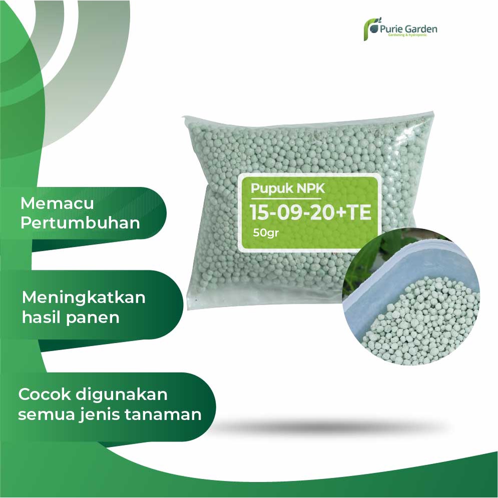 Pupuk NPK Grower 15-09-20 TE Nutrisi Pertumbuhan Bunga Buah Tanaman Sayur Buah 50gram PG SBY