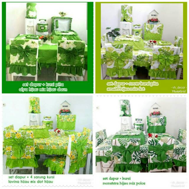 SARUNG KURSI MAKAN 6k+ kitchen set/ COVER KURSI ISI 6 + KITCHEN SET