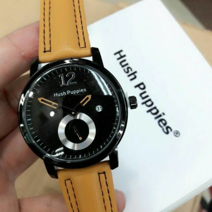 JAM TANGAN KULIT PREMIUM HUSH PUPPIES TANGGAL&amp;CHRONO DETIK AKTIF HP01