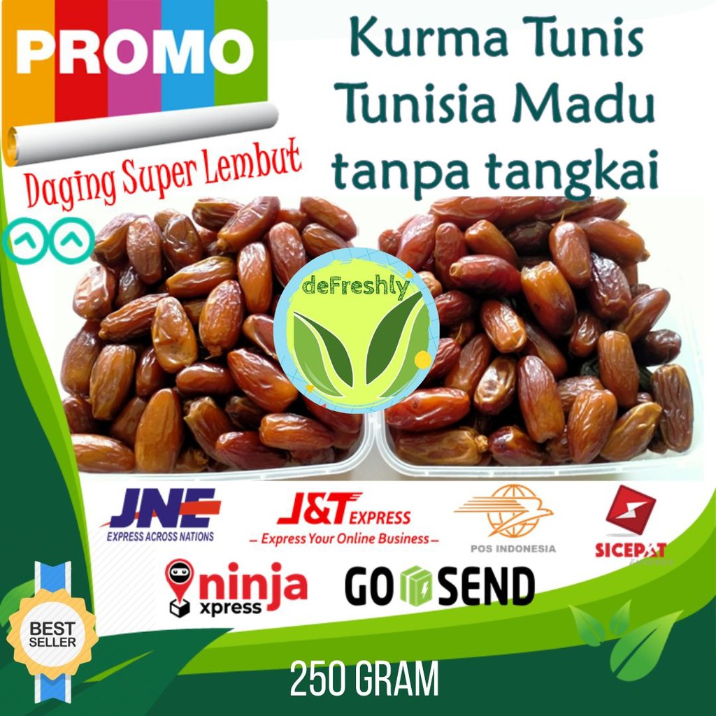 

Kurma Madu Enak Lembut Tunis Tunisia Kemasan tanpa tangkai 250gr