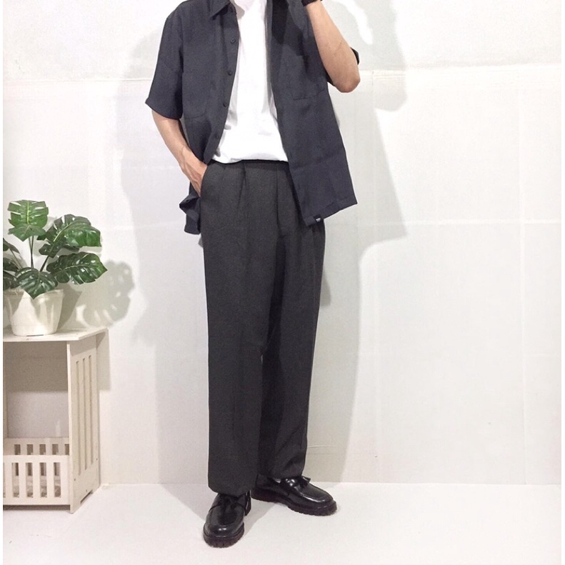 PETER LUGER Wool Trousers Dark Grey Regular Straight Fit (Unisex)