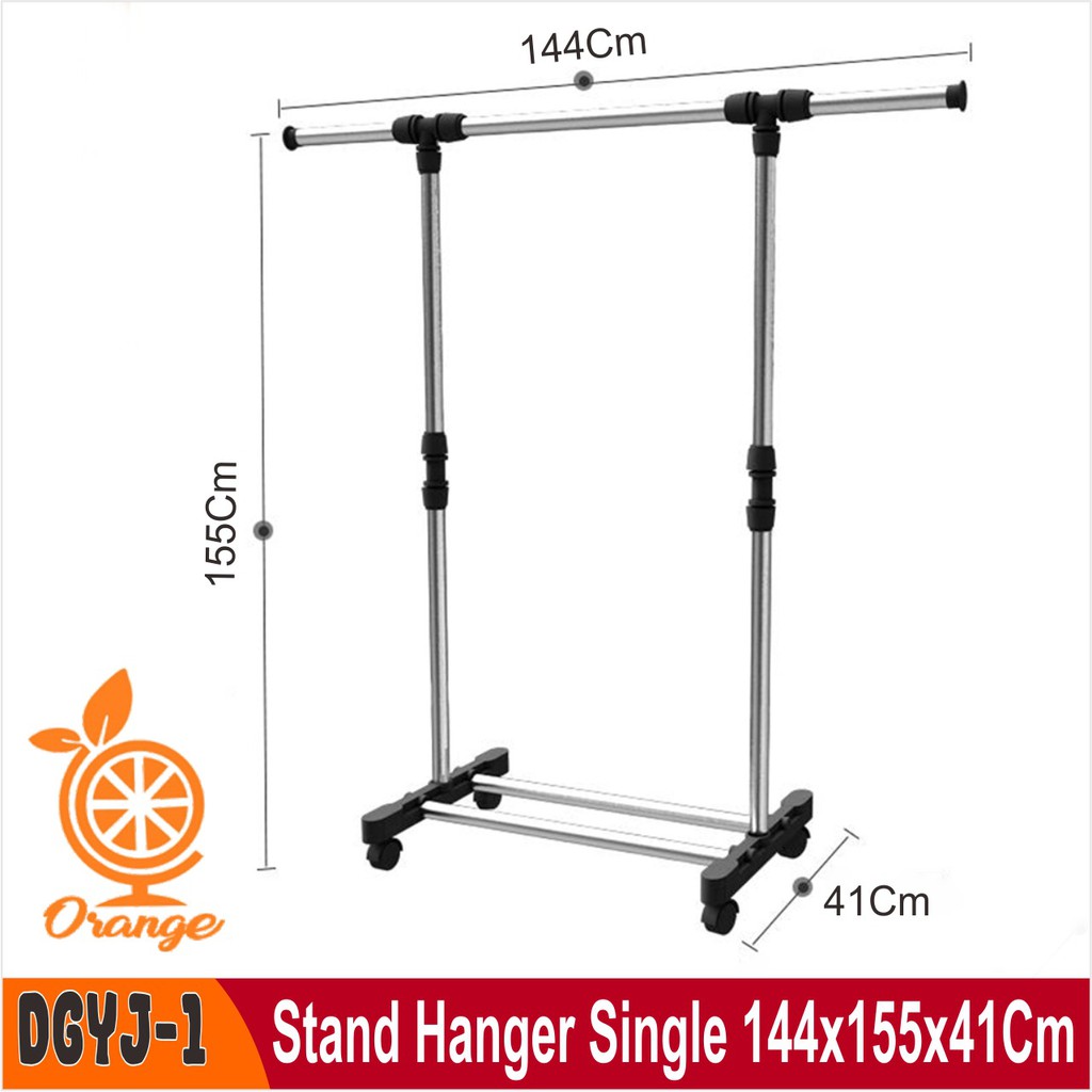 Stand Hanger Single Rak Baju Stainless Dekorasi Rumah Tangga Gantungan Baju dengan Roda Kreasirumah88