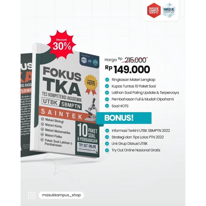Liaad | Buku Fokus Tes Kompetensi Akademik (Tka) Saintek Utbk Sbmptn 2022