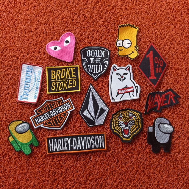 Patch bordir mini termurah supreme dan macan simpson