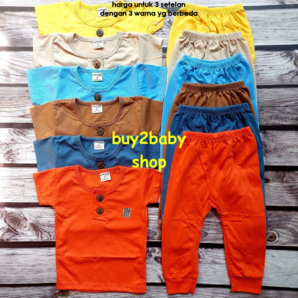RIDGES baju bayi setelan CPR kaos pendek celana panjang World Color Series 6 BLN-3 THN 3 setelan