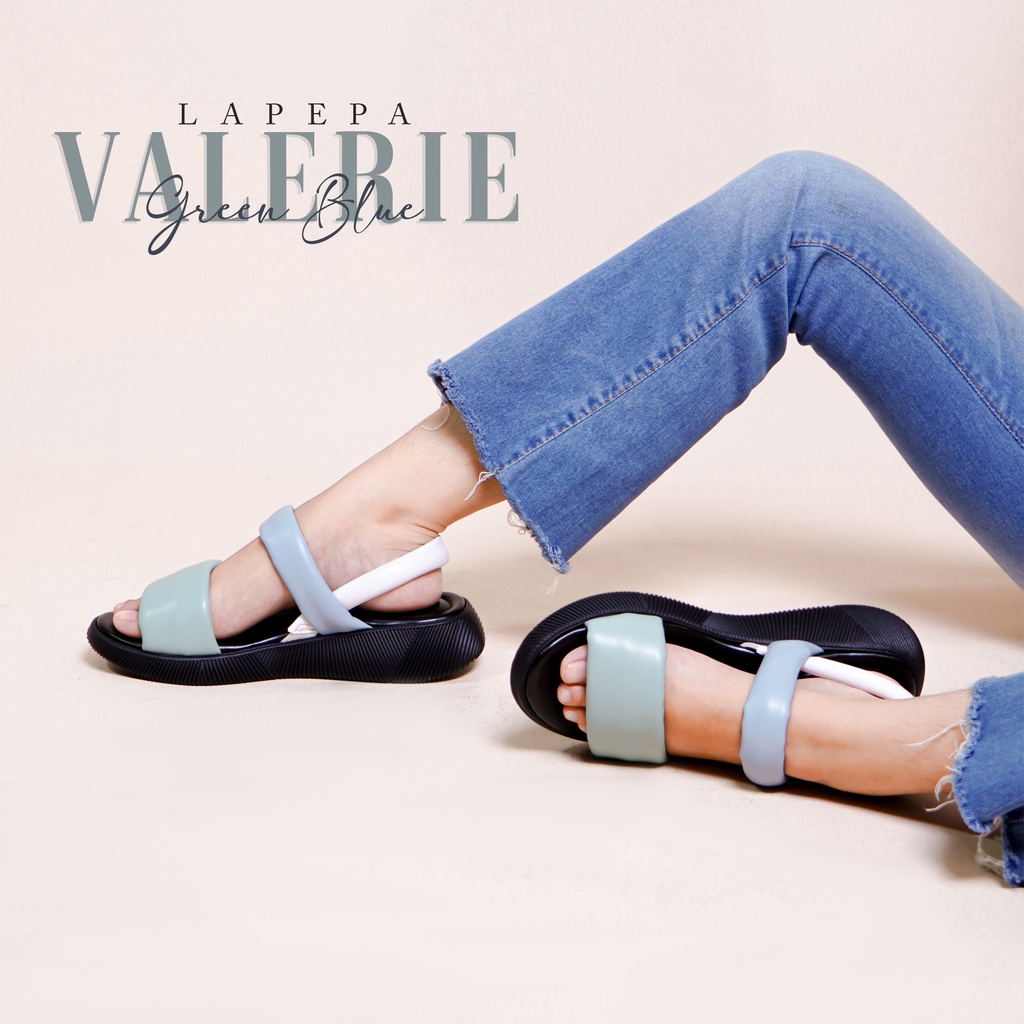 AVLINSTORE - tipe VALERIE mix color Sepatu Sandal Wanita Wedges Model Ban dua Tali Strap belakang Hak Tinggi Sole 4 cm