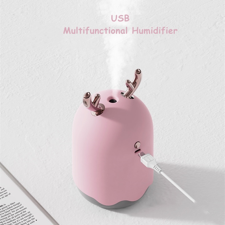 300ml Cute USB Mini Humidifier Mute Aroma Water Spray Air Humidifier Udara Air Diffuser Cooler Purifier Portable Mobil Pelembab Penjernih for home-bedroom with night light