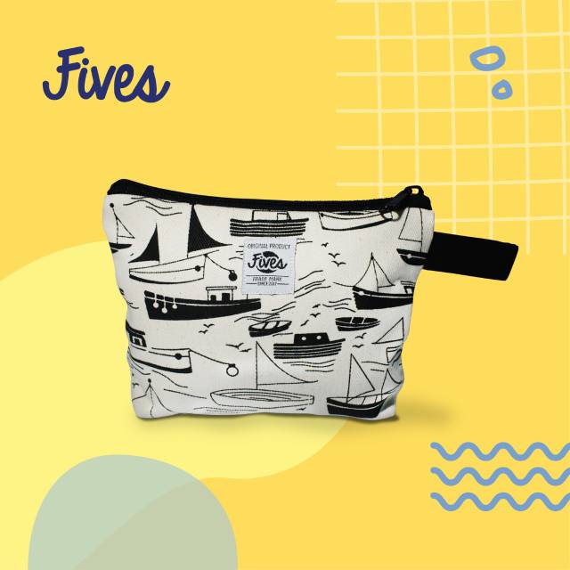 Fives - Pouch - Kanvas - Motif Kapal - Fives Pouch Kanvas Motif Kapal