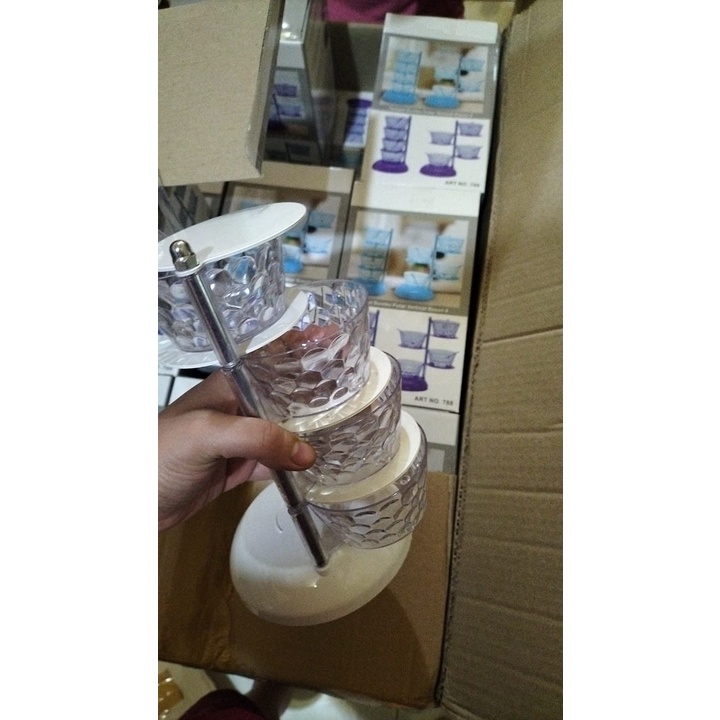 Tempat Bumbu Dapur 4 SUSUN Rak Bumbu CRYSTAL Putar Tempat Bumbu Putar 4 Susun Wadah Bumbu