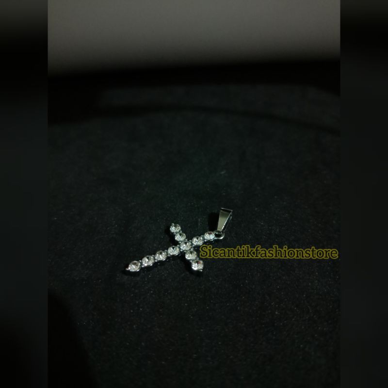 PROMO LIONTIN SALIB PERMATA FASHION WANITA TERLARIS ANTI KARAT PERHIASAN LIONTI SALIB LAPIS EMAS