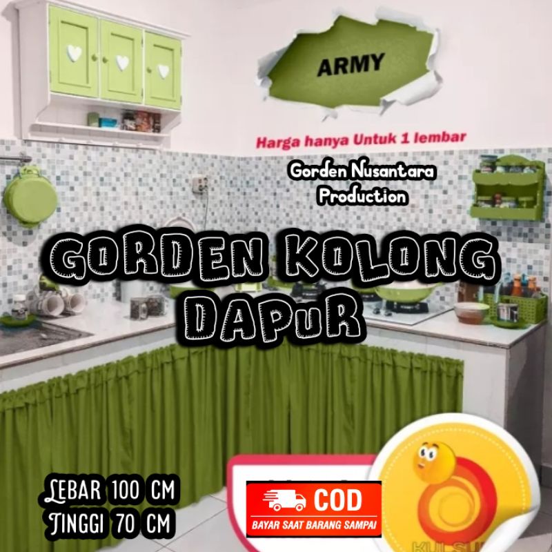 gorden kolong dapur L 100 cm x T 70 cm bahan kain katun embos halus lembut
