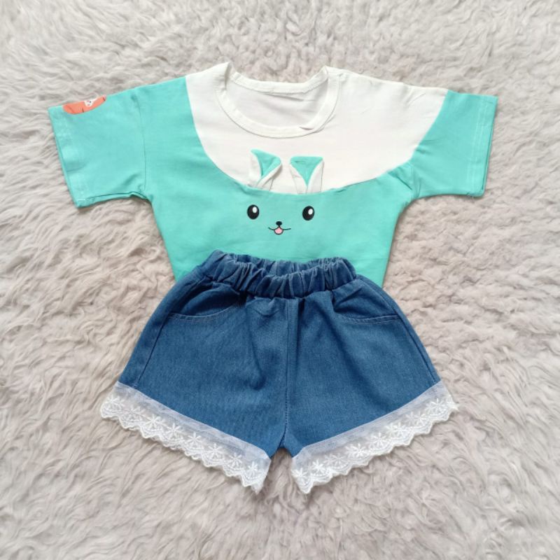 baju bayi  lace bear jeans