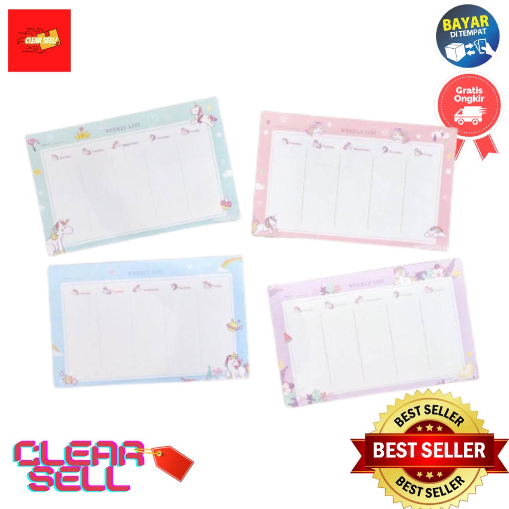 

Buku tulis weekly list / Notebook / Notepad motif Unicorn 13050122