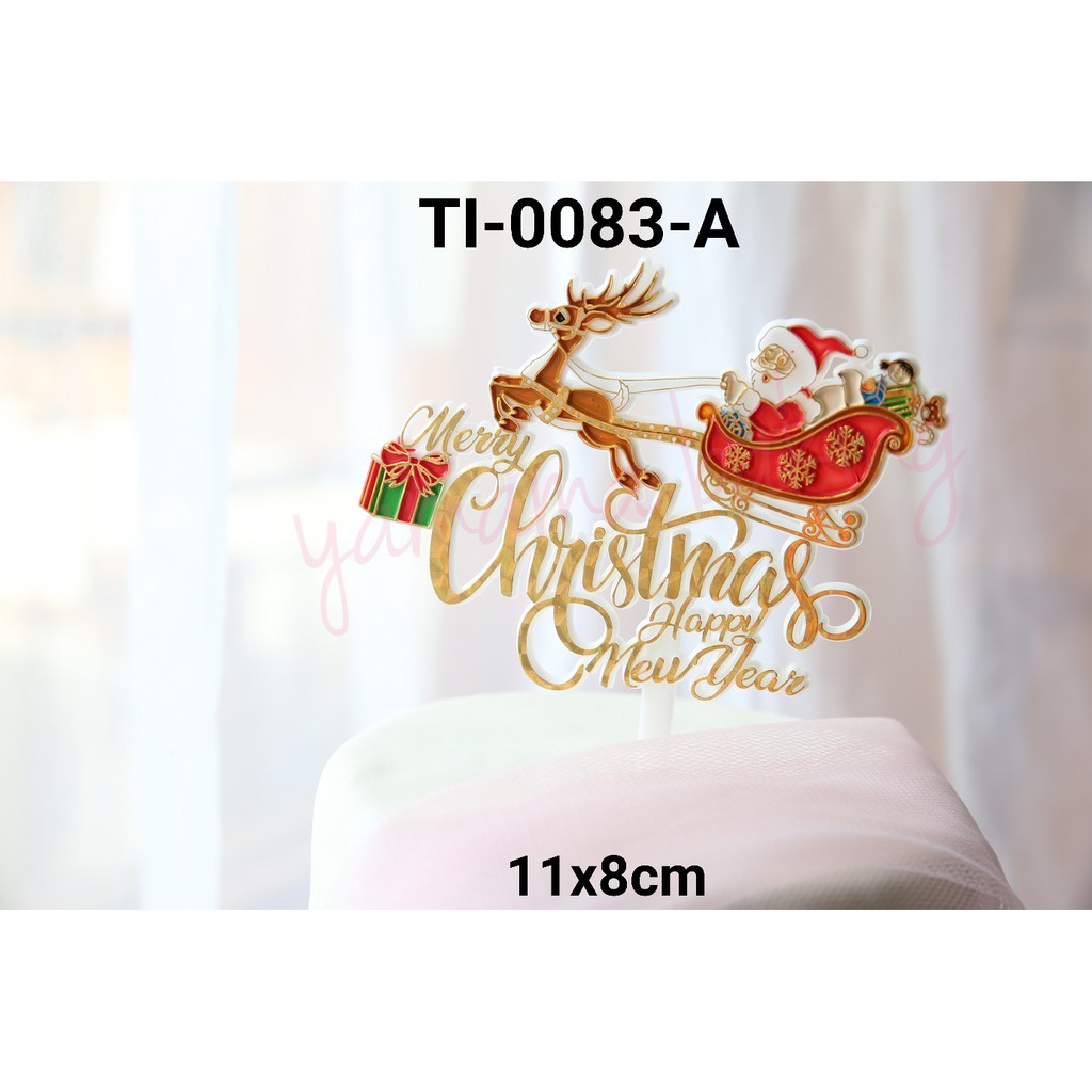 Image of GR-TI-0083 Cake topper tulisan merry christmas happy new year natal #1