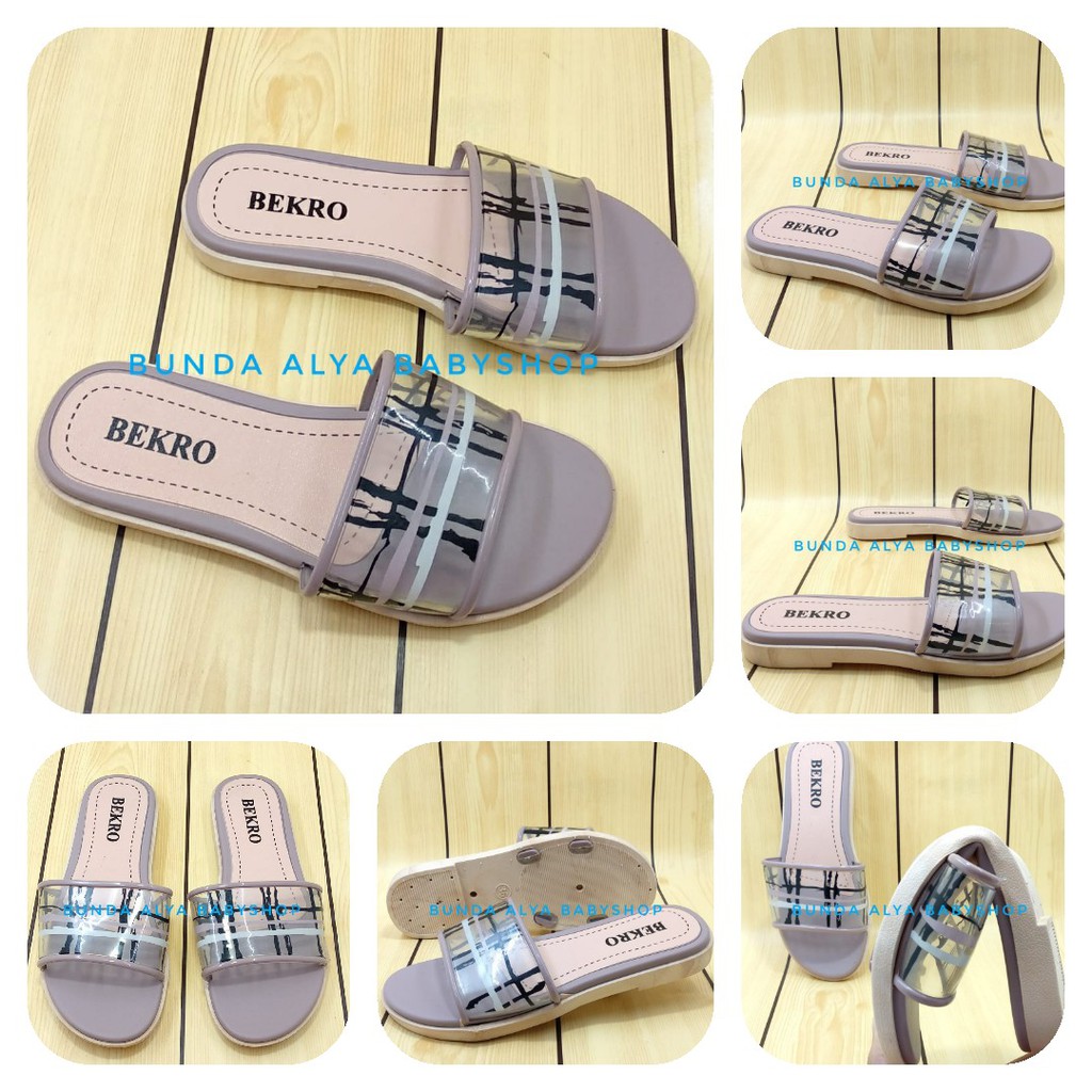 Sendal Slop Wanita UNGU Kotak Size 36 - 40  - Sendal Slop Wanita Alas Karet BEKRO - Sendal SALE