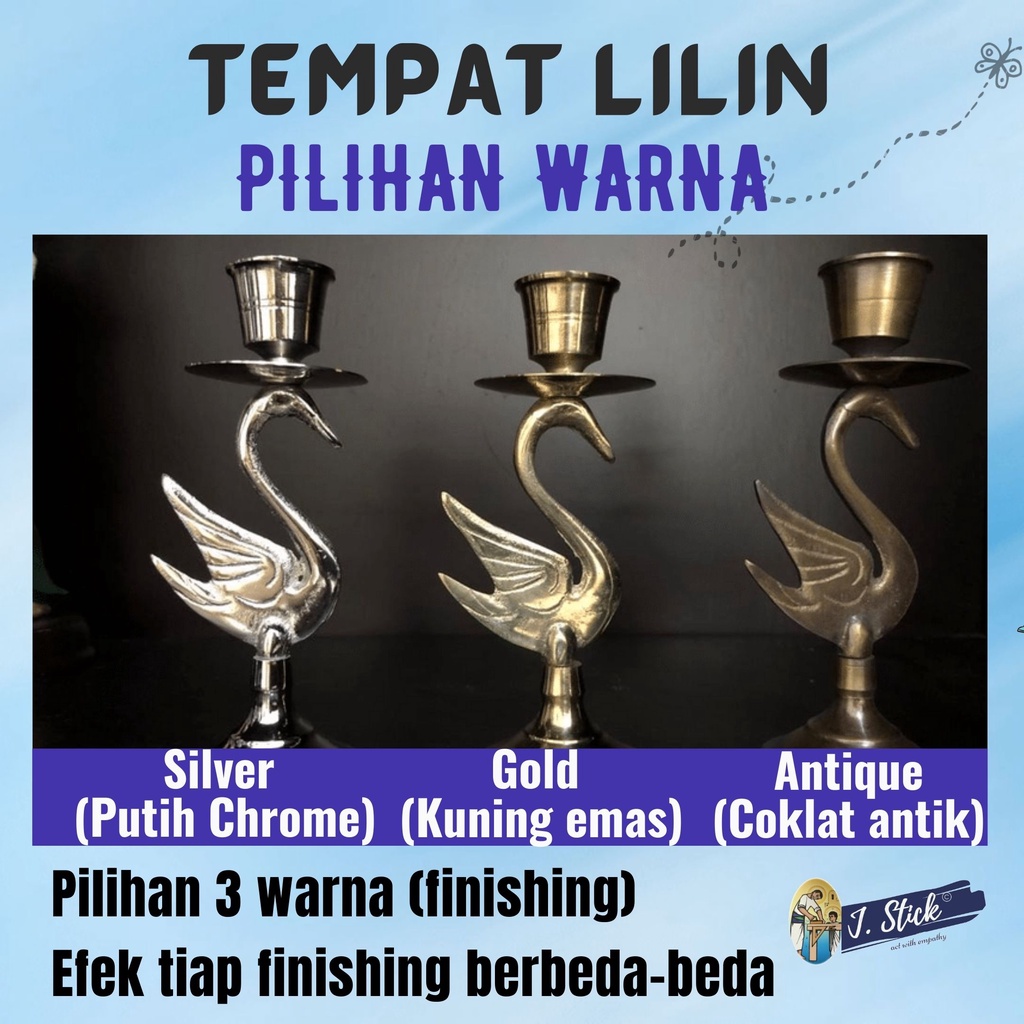 Tempat Lilin Kuningan, Model Angsa, lilin diameter 2cm