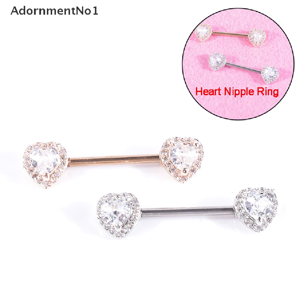 (AdornmentNo1) 1pc Anting Tindik Puting Bentuk Hati Bahan Surgical Steel Untuk Wanita