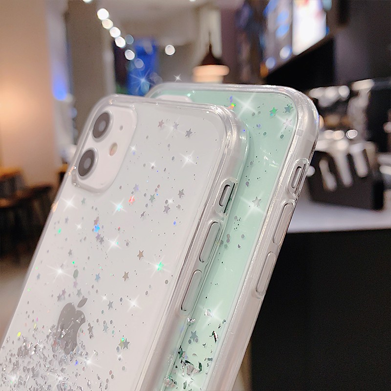 CASING SAMSUNG S10 S10 PLUS SAMSUNG S9 S9 PLUS SOFT CASE CLEAR GLITER LANYARD