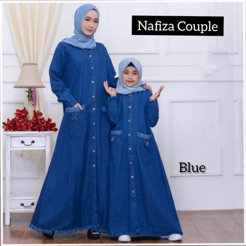 Premium(Realpic) Gamis couple pasangan ibu anak perempuan murah syari bahan jeans levis