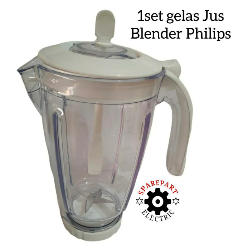 1SET GELAS JUS + PISAU BLENDER PHILIPS HR 2115 2115 2061 2071 ORIGINAL