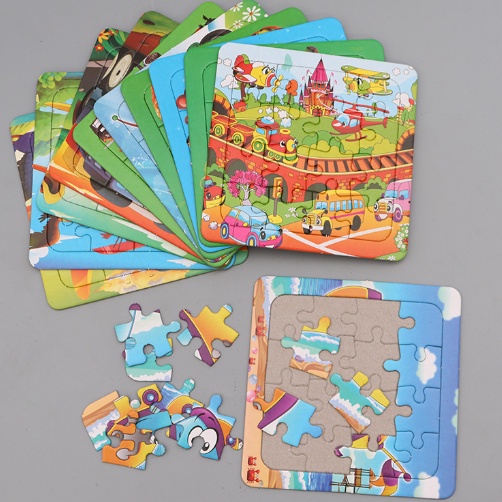 [ORGM] Mainan Edukasi  Anak Jigsaw Puzzle 4x4 16 Keping Motif Buah Princess Mobil